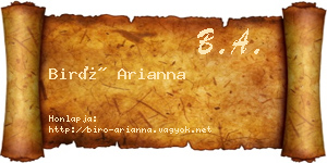Biró Arianna névjegykártya